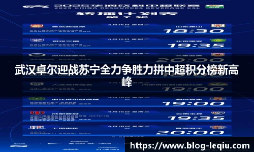 武汉卓尔迎战苏宁全力争胜力拼中超积分榜新高峰